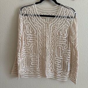 Talk of the Walk Elegant Lace Cardigan in Cream OS